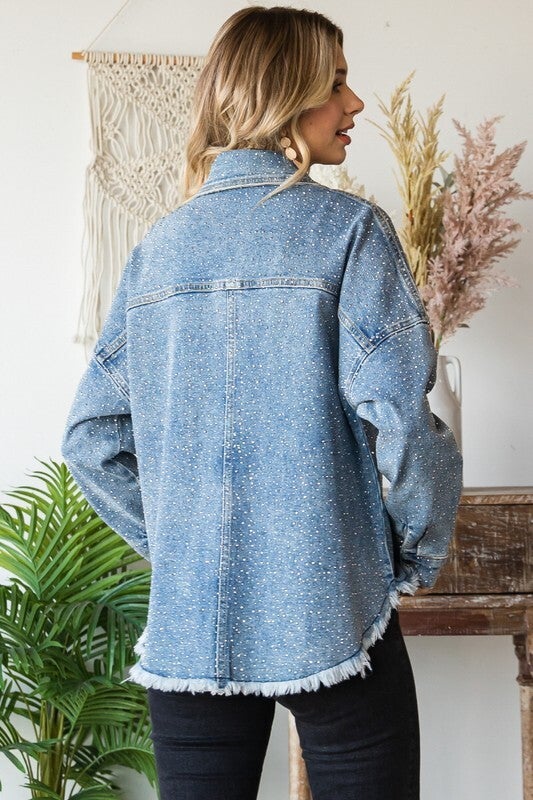 Diamante denim jacket cheap
