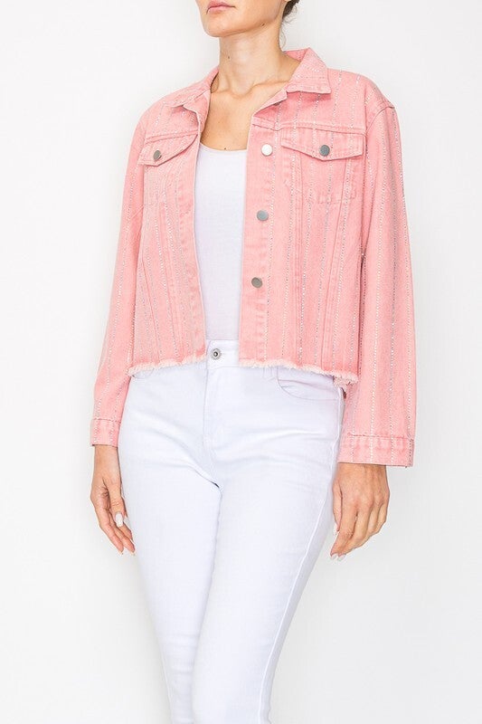 Pastel pink jean jacket clearance
