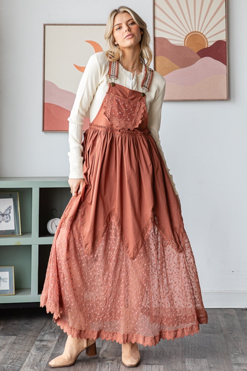 Oli Hali Copper Overall Dress With Lace